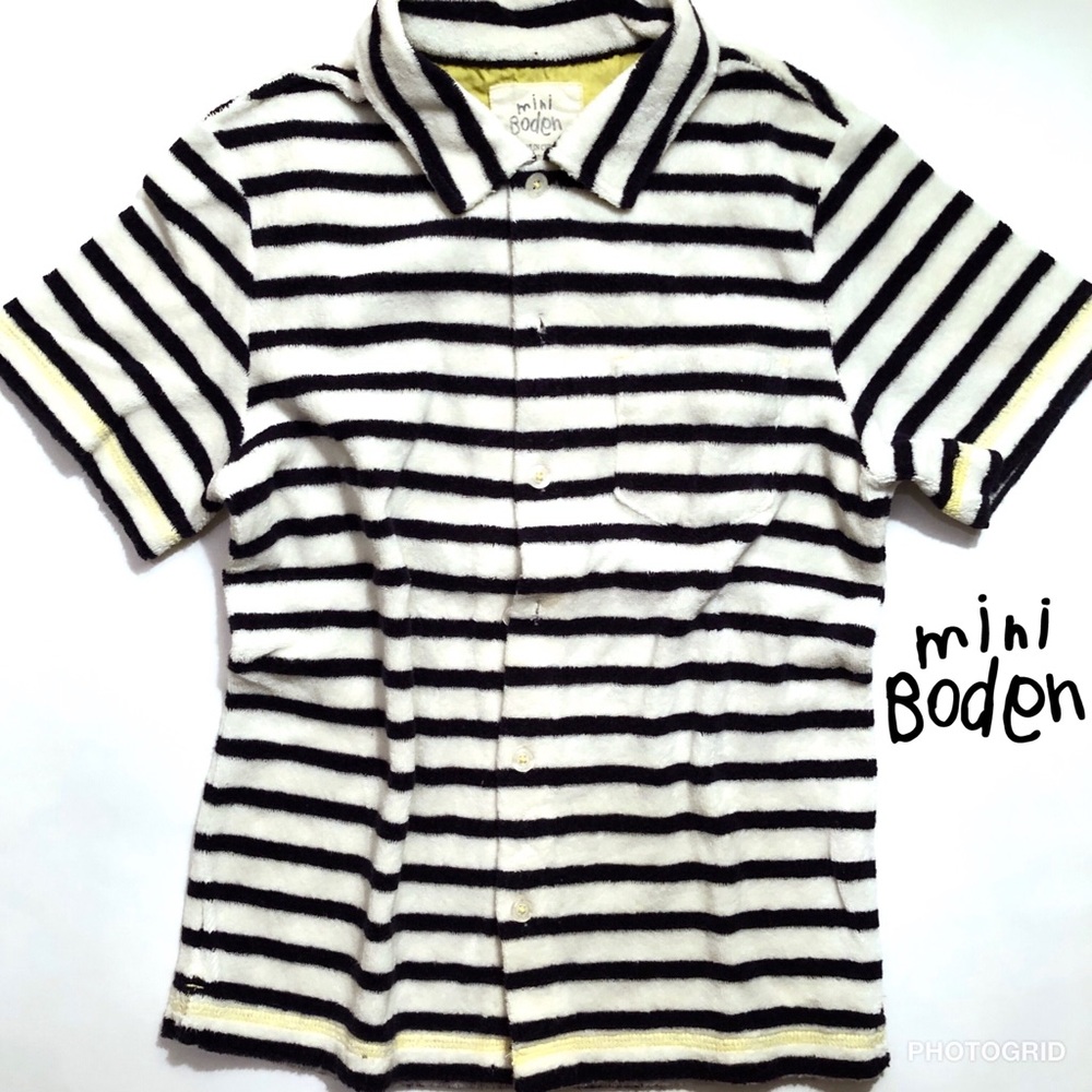 Mini Boden french terry button-up, size 7-8Y